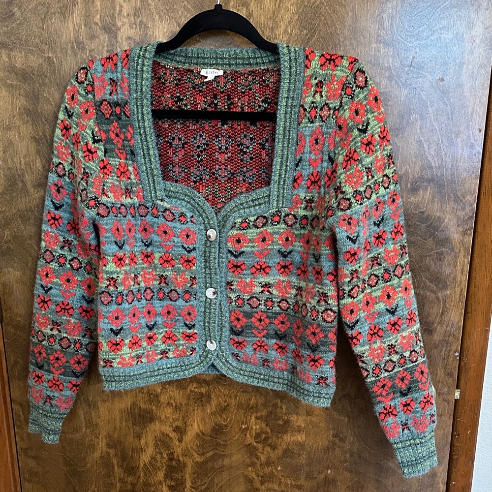En Creme Multicolor Patterned Cardigan